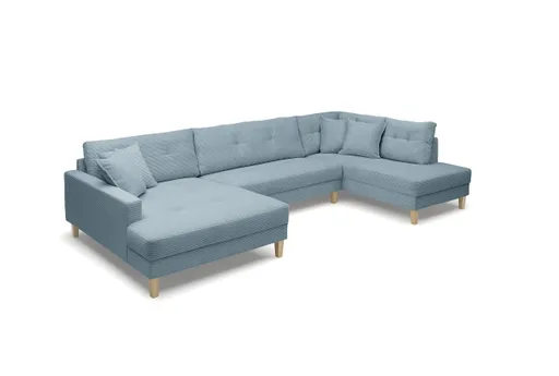 Wohnlandschaft - Longchair links, 2-Sitzer, Ecke rechts, Stoff, Petrol