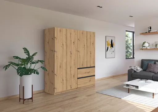 Drehtürenschrank RASA- B ca. 181 cm, Eiche Dekor