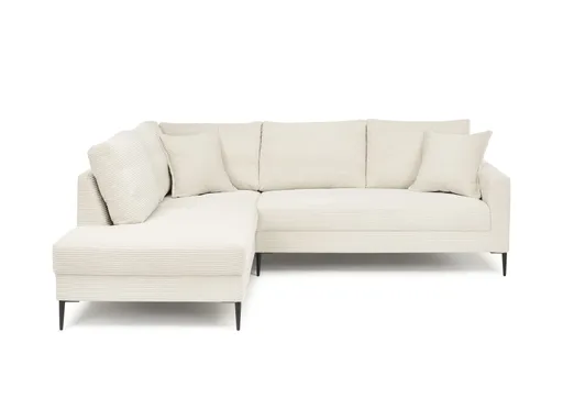 Ecksofa - Ecke links, 3-Sitzer, Stoff, Creme
