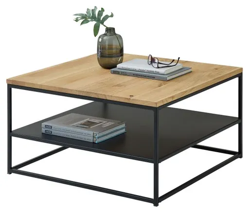 Couchtisch - LB ca. 75x75 cm, Eiche massiv, Schwarz