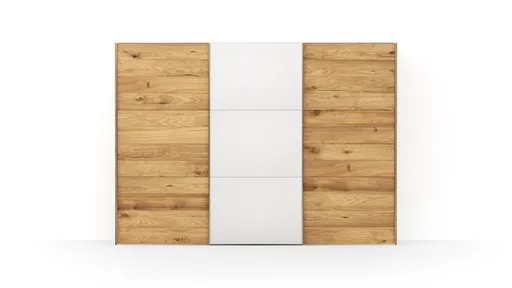 Schwebetürenschrank Colorado - B ca. 307 cm, Eichenfurnier mit Glas