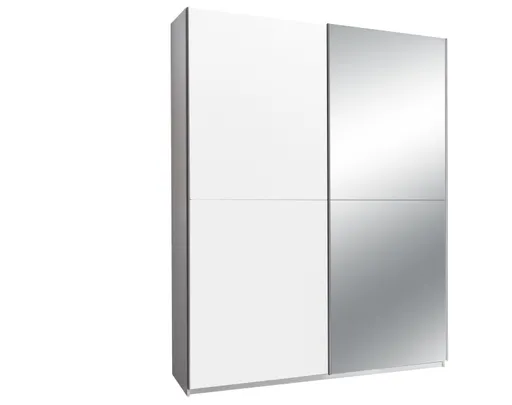 Schwebetürenschrank- B ca. 170 cm, Weiß, Spiegel