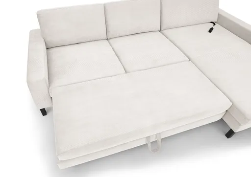 Ecksofa CALM MOVE 2.0 - 2,5-Sitzer mit Longchair rechts, Schlaffunktion, Feincord, Weiß