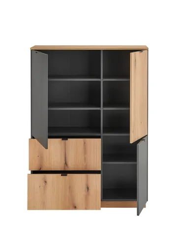 Highboard- Anthrazit, Eiche Dekor