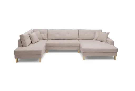 Wohnlandschaft - Ecke links, 2-Sitzer, Longchair rechts, Stoff, Rosa