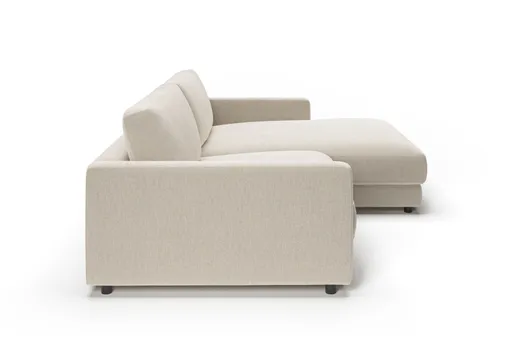 Ecksofa - 1,5-Sitzer mit Longchiar rechts, Stoff, Natur