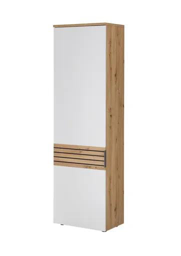 Garderobenschrank - B ca. 60 cm, Artisan Eiche Nachbildung, Weiß