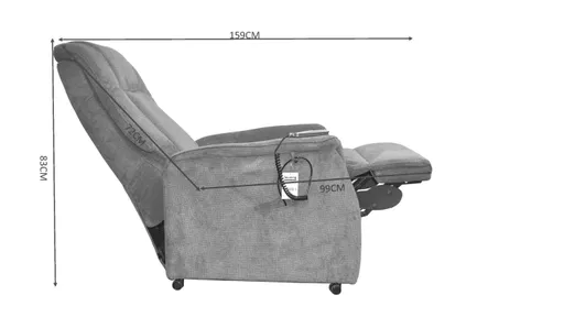 TV-Sessel MANDO - Aufstehhilfe, Relaxfunktion, Kopfteilverstellung, Stoff, Grau