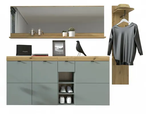 Garderobe - Schilfgrün, Artisan Eiche Nachbildung
