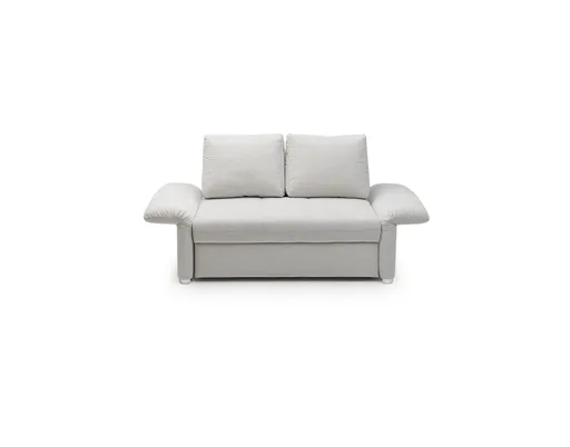 Sofa JORDEN - 1,5-Sitzer inkl. Schlaffunktion mit Bettkasten, verstellbare Armlehnen, Stoff, Beige