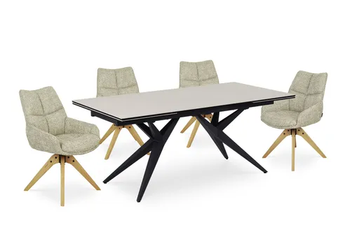 Esstisch MICHELA - ausziehbar, LB ca. 180x95 cm, Glaskeramik, Travertin farbig