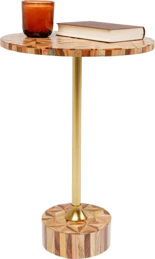 Beistelltisch- DH ca. 40x50 cm, Braun, Stahl, Gold