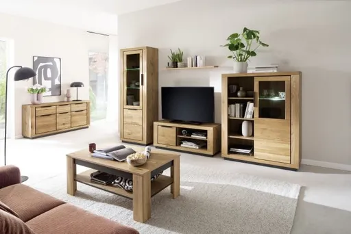 TV-Lowboard - B ca. 123 cm, Wildeiche massiv geölt