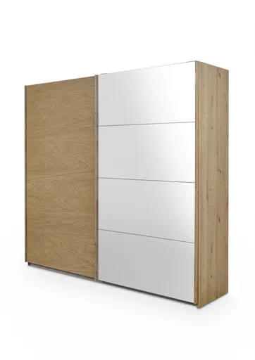 Schwebetürenschrank ROTIA- B ca. 226 cm, Eiche Dekor, Spiegel
