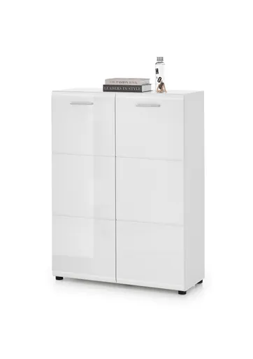 Schuhkommode- Weiß, Weiß, Hochglanz