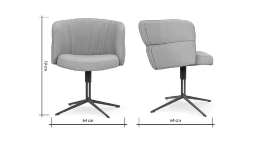 Armlehnstuhl Milana - drehbar, Leder, Offwhite