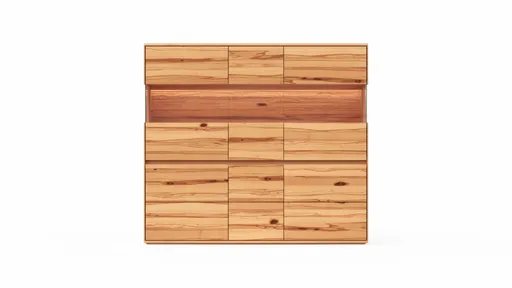 Highboard Hillsboro - inkl. Beleuchtung, Buche/Kernbuche natur, geölt