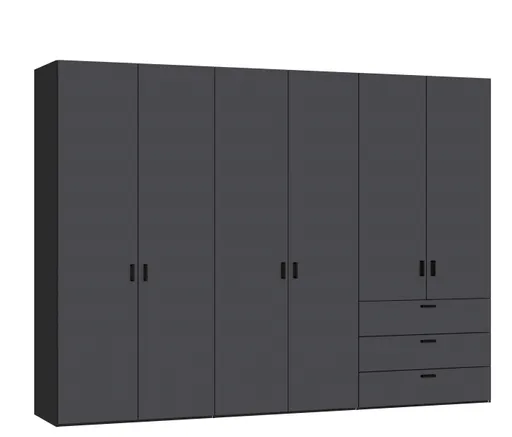 Drehtürenschrank JOIN IT- B ca. 303 cm, Schwarz, Anthrazit