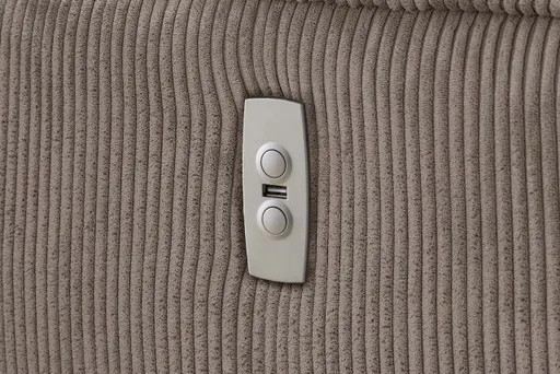 Ecksofa JAROM - 3-Sitzer, Ecke rechts inkl. Relaxfunktion (motorisch) und Kopfteil verstellbar, Stoff, Taupe