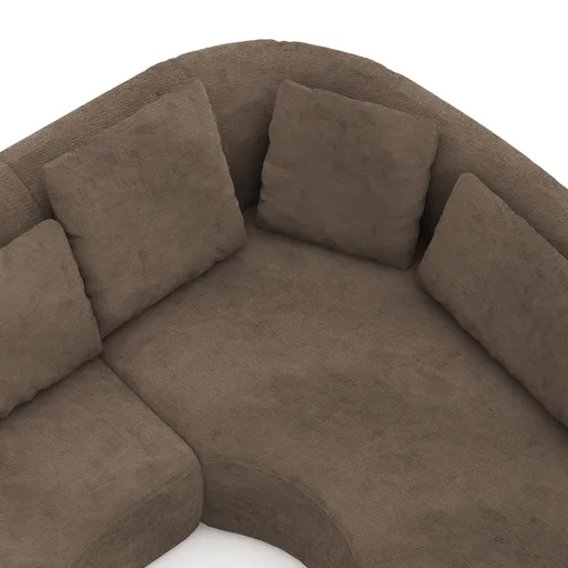 Ecksofa Karasu - 3-Sitzer mit Ottomane rechts, Stoff, Taupe