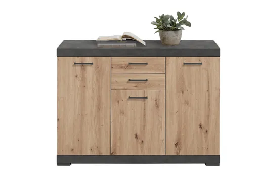 Kommode - Grau, Eiche Dekor