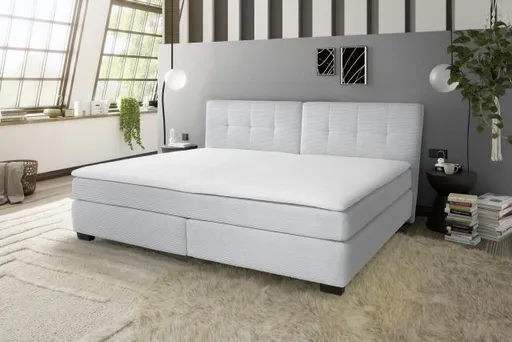 Boxspringbett JILA- Ligefläche ca. 240x200 cm, Stoff, Hellgrau