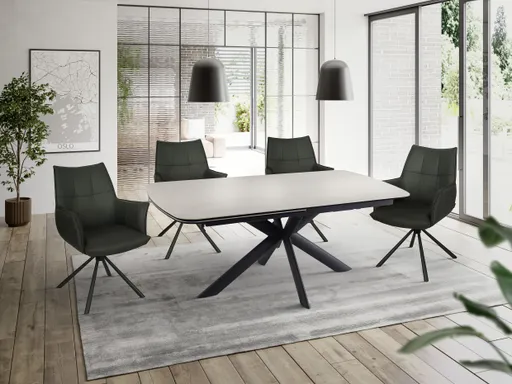 Esstisch MAXIE - ausziehbar, LB ca. 190x98 cm, Glaskeramik, Travertin farbig