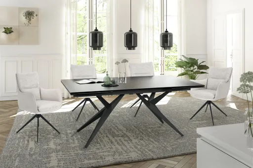 Esstisch MICHELA - ausziehbar, LB ca. 180x95 cm, Glaskeramik, Dunkelgrau