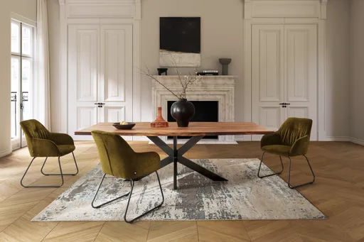 Esstisch Duna - LB ca. 260x100 cm, Wildeiche Massiv, Geölt, Sternengestell