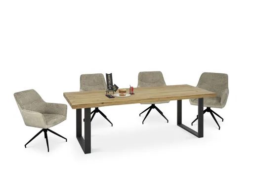 Esstisch - LB ca. 240x100 cm, Eiche massiv geölt, Schwarz