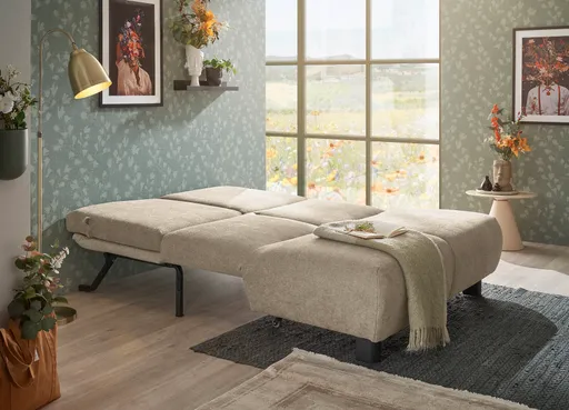 Faltsofa EBBY - 2-Sitzer ohne Armlehne, 140 cm inkl. Schlaffunktion, Stoff, Tauupe