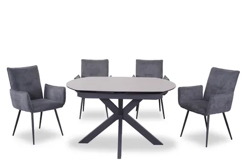 Esstisch MEGGIE - ausziehbar, LB ca. 130x100 cm, Glaskeramik, Grau