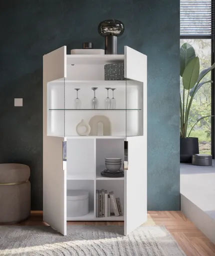 Vitrine- inkl. LED-Beleuchtung, Weiß