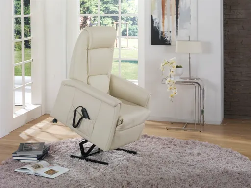 Fernsehsessel EM Mainz - Relaxfunktion 2-motorisch, Leder, beige