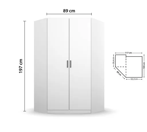 Eckschrank RHONDA- B ca. 117 cm, Weiß