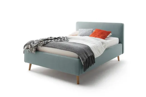 Polsterbett - Liegefläche ca. 140x200 cm, Stoff, Eisblau