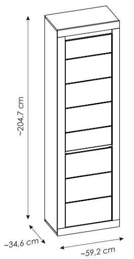Garderobenschrank - mit Beleuchtung, B ca. 59 cm, Kaschmir, Stone Eiche Nachbildung
