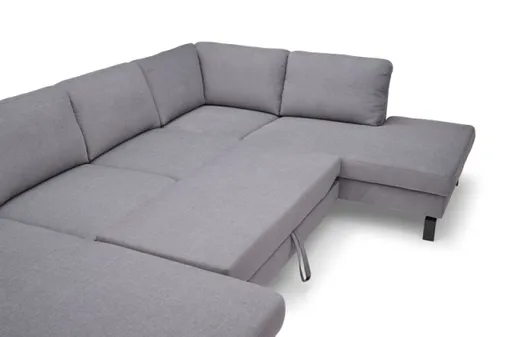 Wohnlandschaft CALM - Longchair links, 2-Sitzer, inkl. Schlaffunktion, Ecke rechts, Microfaser, Creme