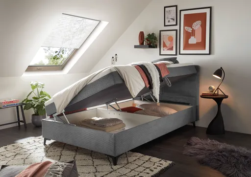 Boxbett - Liegefläche ca. 120x200 cm, Stoff, Grau