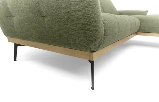 Ecksofa EDDIE - 2-Sitzer, Ecke rechts inkl. Rückenverstellungen, Stoff, Graugrün