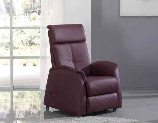 Fernsehsessel EM Bremen - Relaxfunktion (1-motorisch), Leder, Burgund