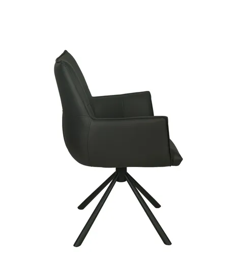 Armlehnstuhl MAKANA - drehbar, Stoff, Schwarz