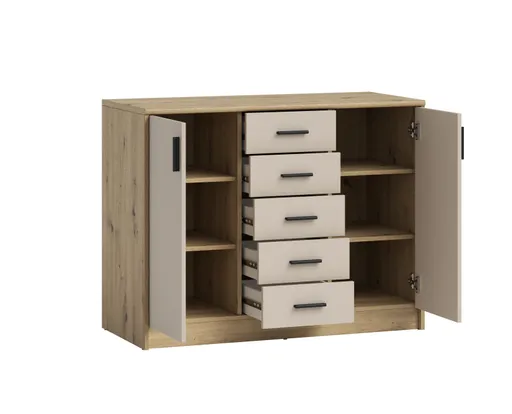 Kommode - B ca. 109 cm, Artisan Eiche Nachbildung, Kaschmir