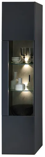 Vitrine - mit Beleuchtung, B ca. 40 cm, Graphit, Marmor Nachbildung hell