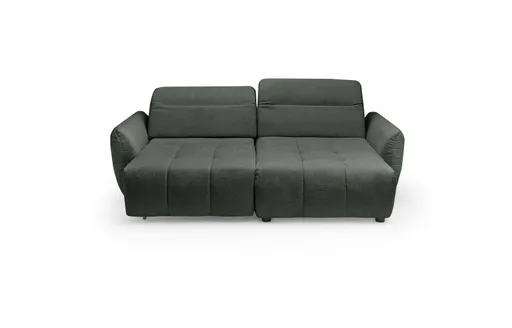 Ecksofa JAIMIE - 1,5-Sitzer mit Longchair rechts inkl. Relaxfunktion, verstellbare Kopfstütze, Stoff, Grün