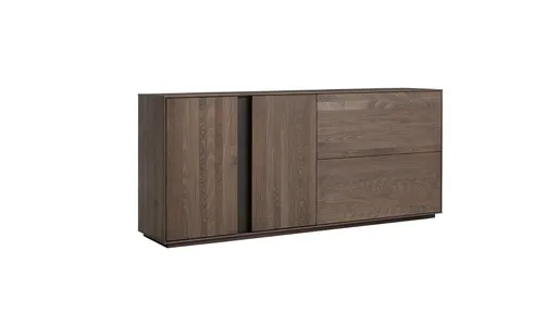 Sideboard Saratoga - mit Klapptüren, Buche massiv, silbergrau geölt