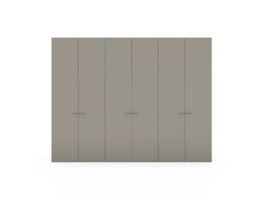 Drehtürenschrank Matera - BHT ca. 301x235x60 cm, Lack Matt, Muschelgrau, Griffe Coffee