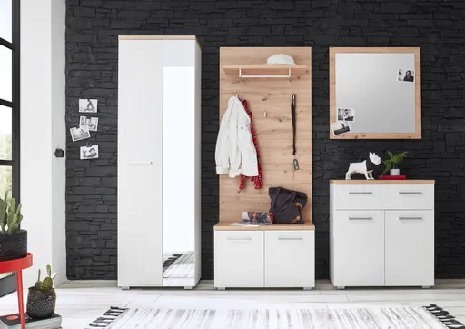 Garderoben-Set - 5 teilig, Weiß, Artisan Eiche Nachbildung