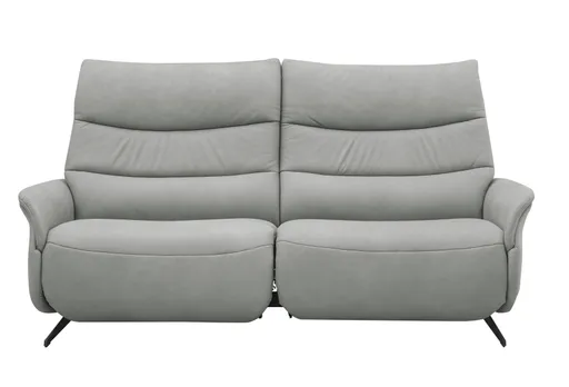 Sofa EM Lun - 3-Sitzer, Wall-Free Funktion, Kopfteilverstellung, Leder, grau