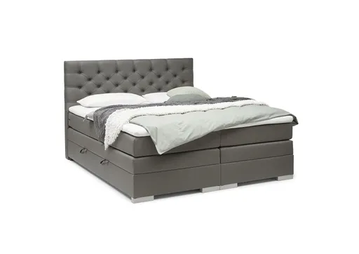 Boxspringbett SANDRIN- Liegefläche ca. 200x200 cm, Stoff, Dunkelgrau, inkl. Stauraum
